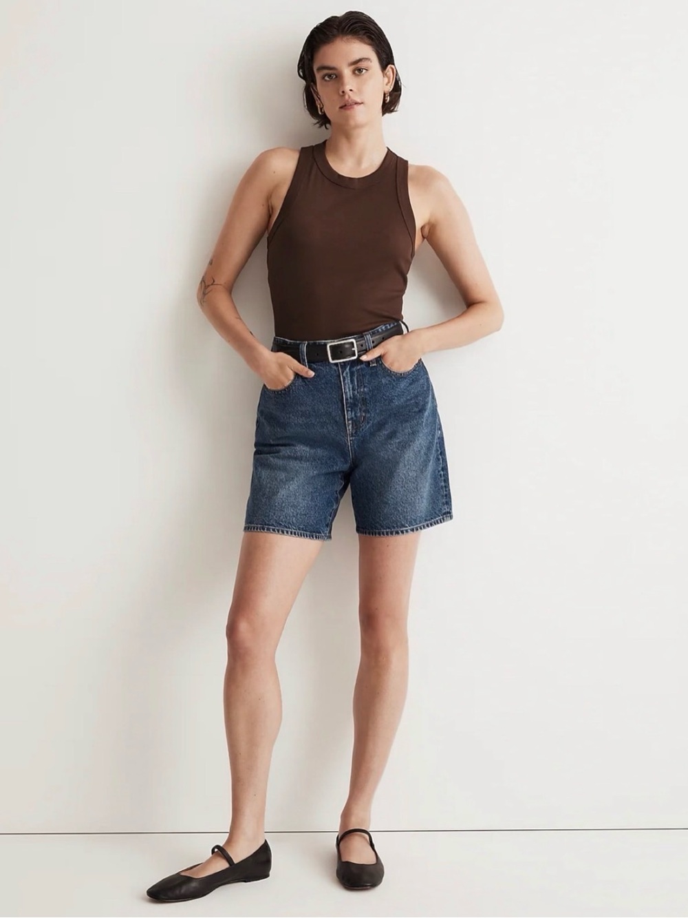 Madewell Brightside Rib Cutaway Tank Dark Coffee size M